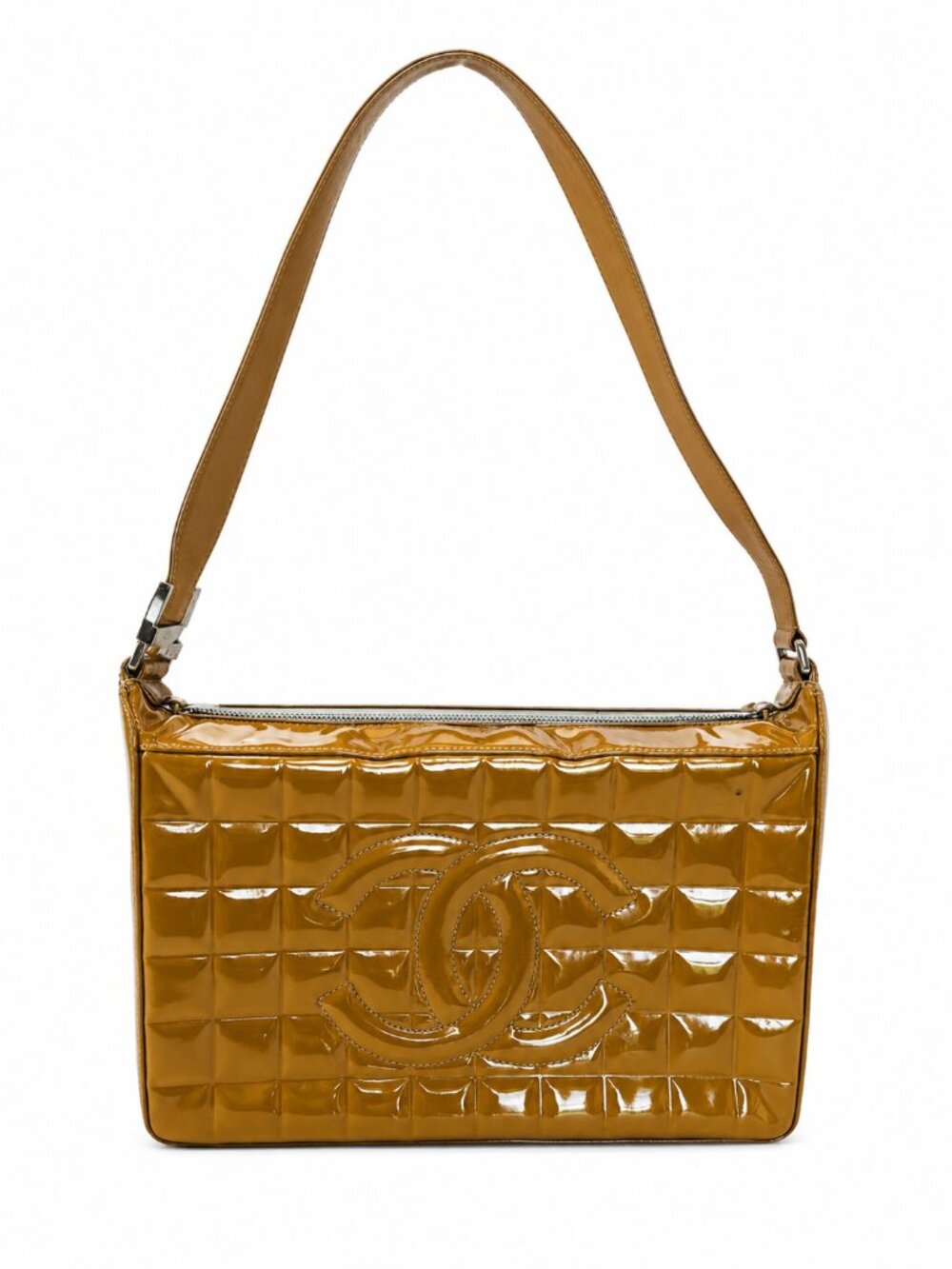 Authentic Chanel Patent Leather Chocolate Bar Bag